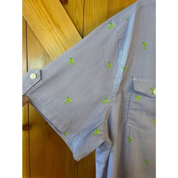 Jachs Mens Purple White Stripe Short Sleeve Pockets Button Up Size XXL (5091) NW - Picture 3 of 7